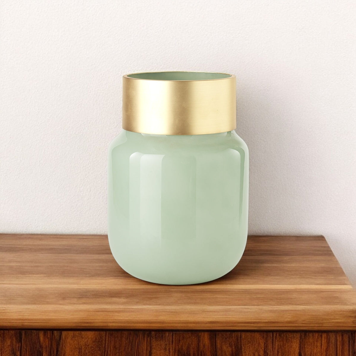 REDONDO 12" GREEN CYLINDER GLASS TABLE VASE