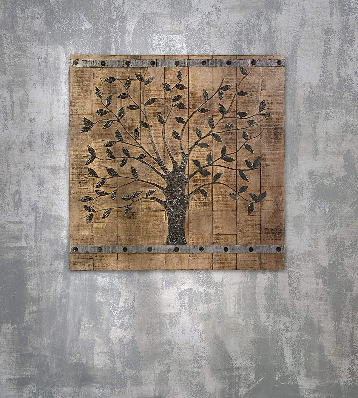36" X 2" BROWN MANGO WOOD SQUARE HANGING TAPESTRY - Varnish & Vibe