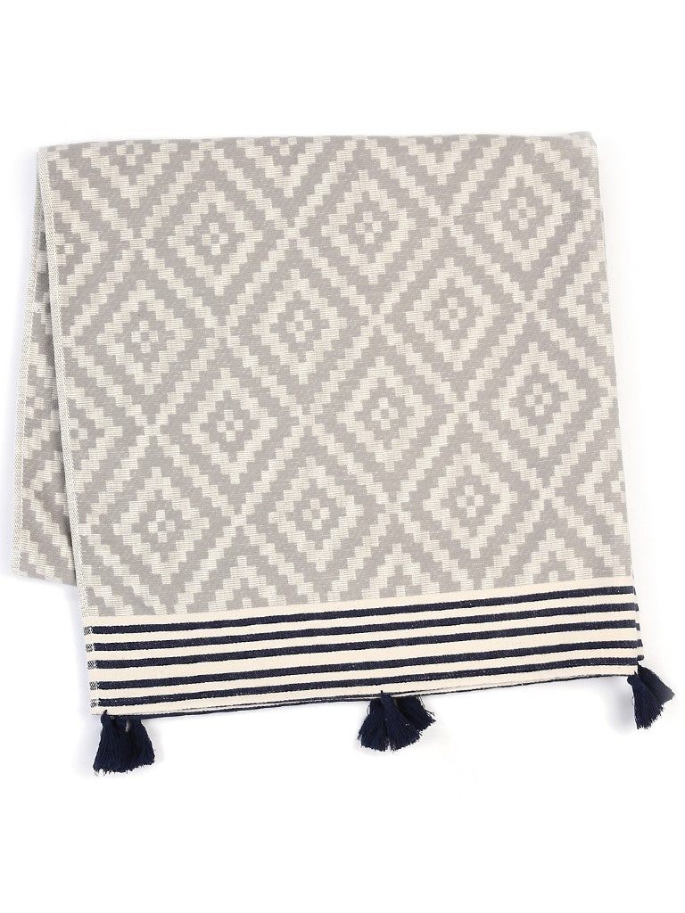 HERMOSA GRAY HANDCRAFTED RECYCLED COTTON BEACH BLANKET