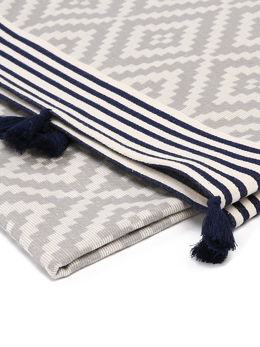 HERMOSA GRAY HANDCRAFTED RECYCLED COTTON BEACH BLANKET