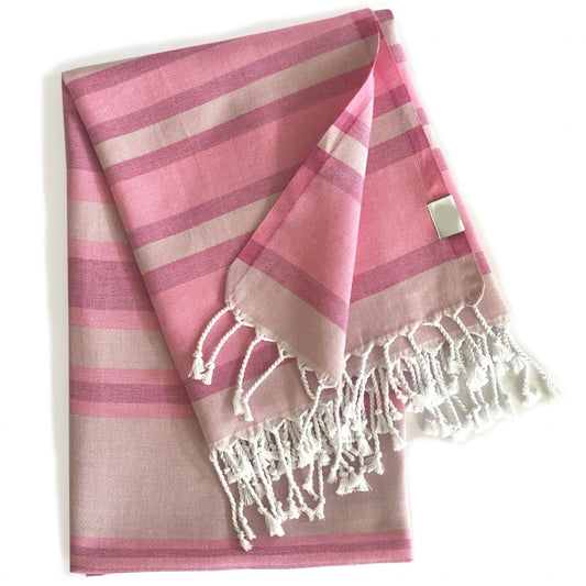 HERMOSA CALIFORNIA PINK HANDCRAFTED RECYCLED COTTON BEACH BLANKET