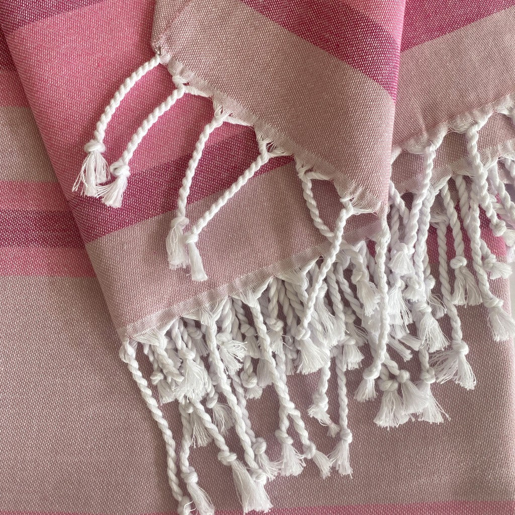 HERMOSA CALIFORNIA PINK HANDCRAFTED RECYCLED COTTON BEACH BLANKET