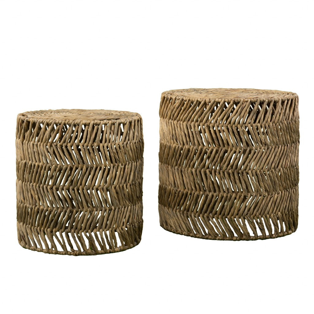 LAKEVIEW SET OF TWO RATTAN END TABLES - Varnish & Vibe