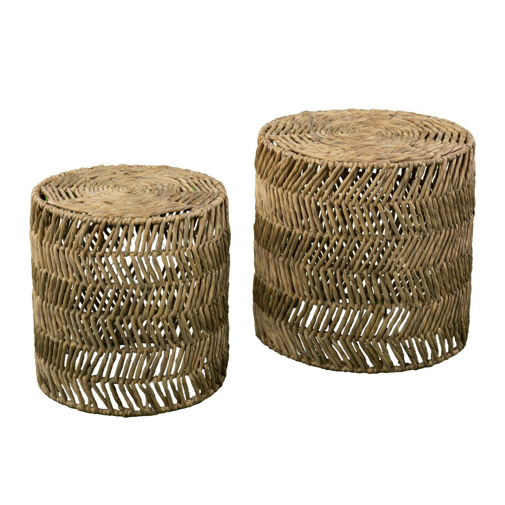 LAKEVIEW SET OF TWO RATTAN END TABLES - Varnish & Vibe