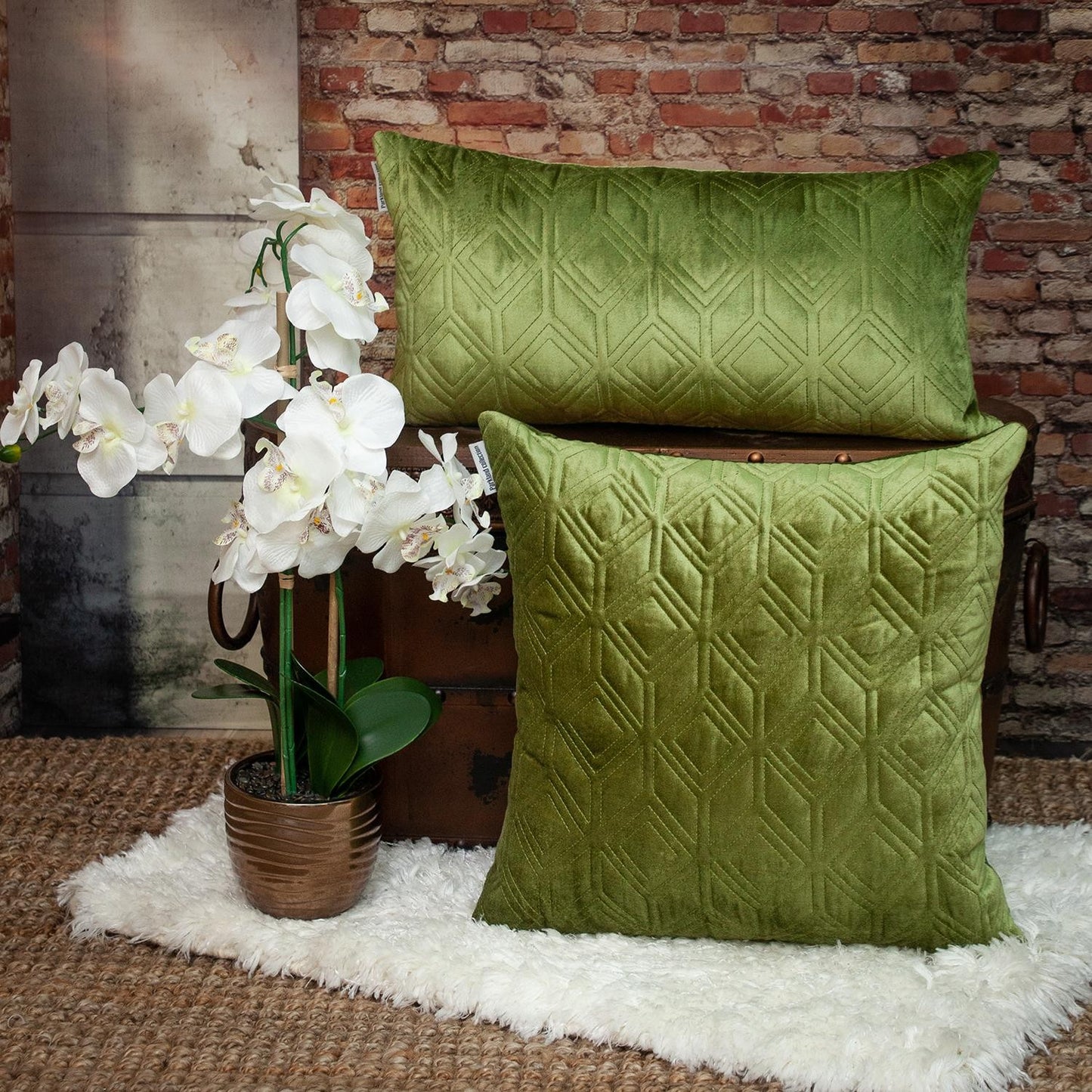 Tufted Olive Green Velvet Lumbar Accent Pillow - Varnish & Vibe