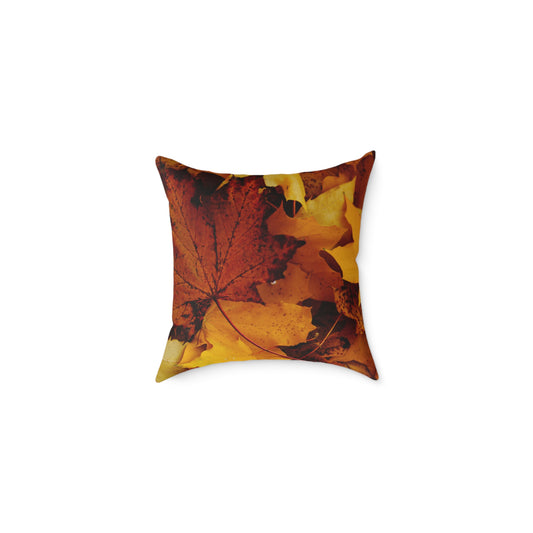 Golden Leaves Foliage And Shaded Brown Fall Decorative Pillow