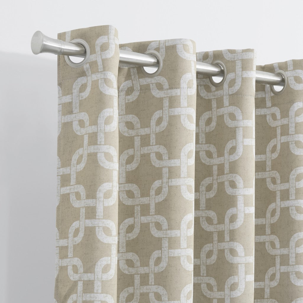 CALABASAS 84" SAND INTERLOCK PATTERN WINDOW CURTAIN PANEL - Varnish & Vibe