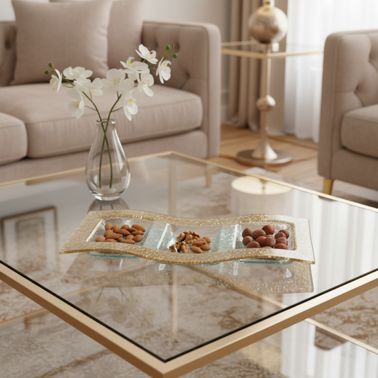 17" HANDMADE GLASS SERVING PLATTER