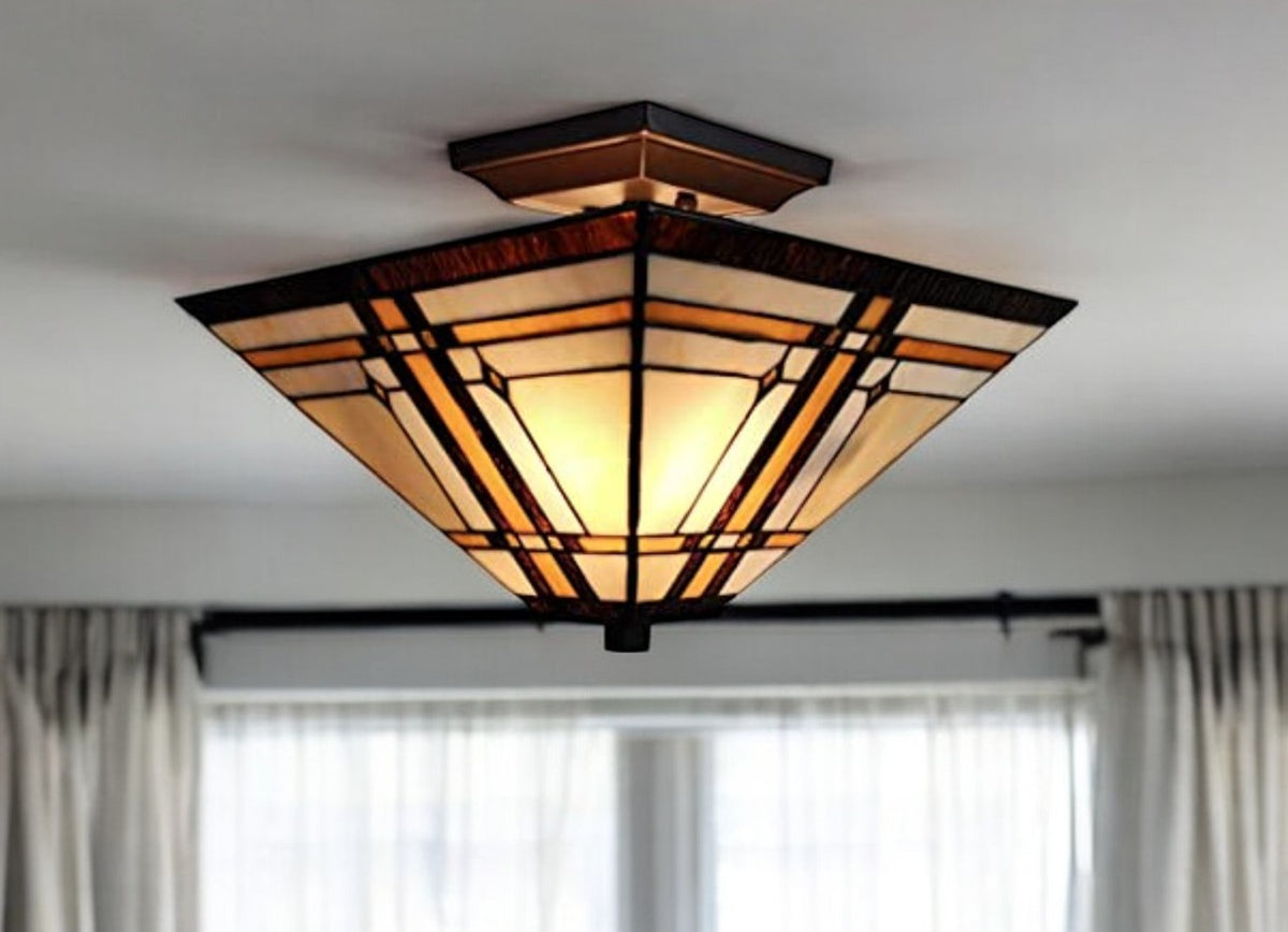 REDONDO BROWN AND AMBER CEILING LIGHT