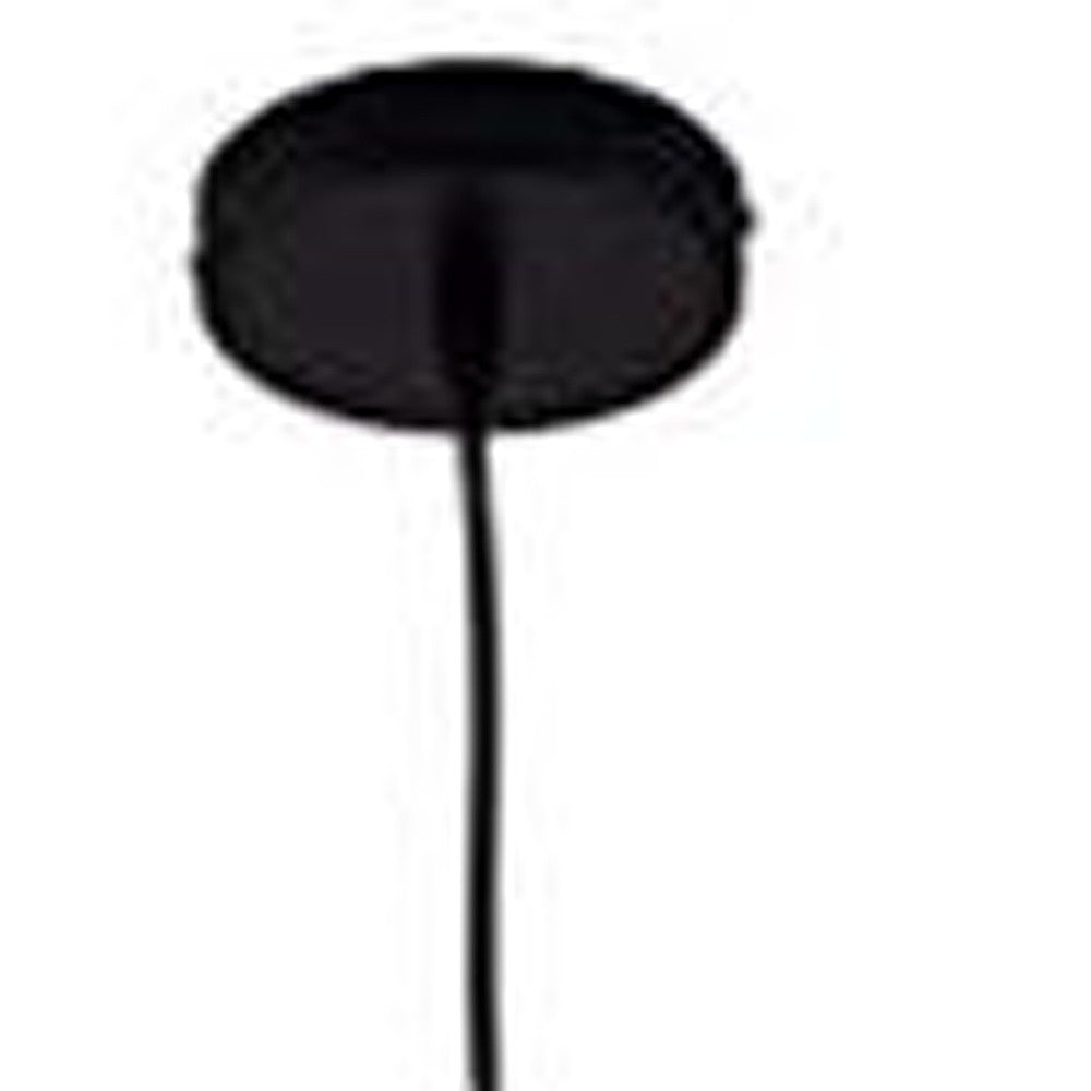 Black pendant light fixture on a white background