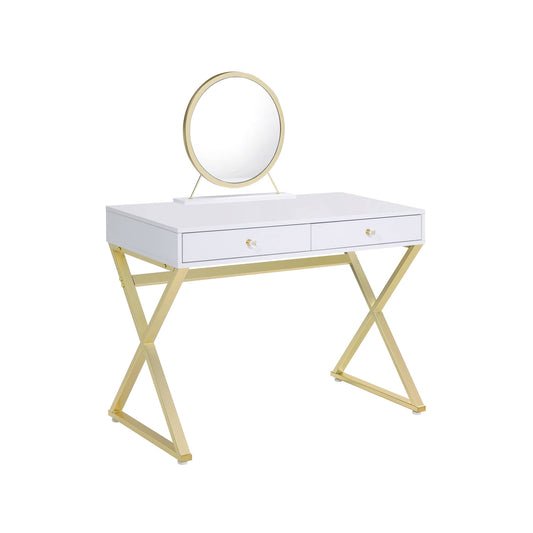 42" WHITE MIRRORED VANITY TABLE WITH MIRROR