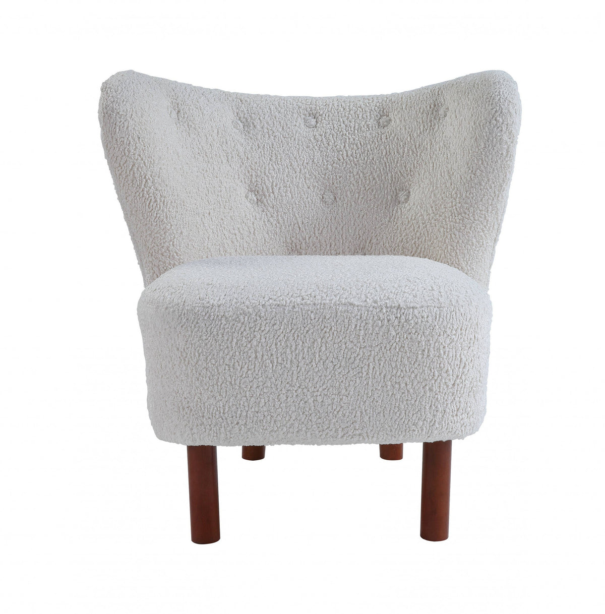 PALISADES 31" WHITE AND BROWN SHERPA POLKA DOTS WINGBACK CHAIR - Varnish & Vibe