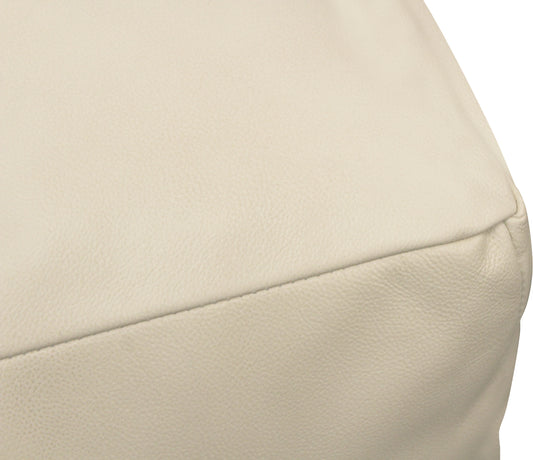 MALIBU 22" IVORY LEATHER POUF OTTOMAN - Varnish & Vibe