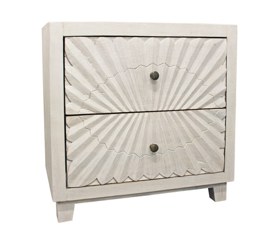 MALIBU 30" IVORY TWO DRAWER NIGHTSTAND - Varnish & Vibe