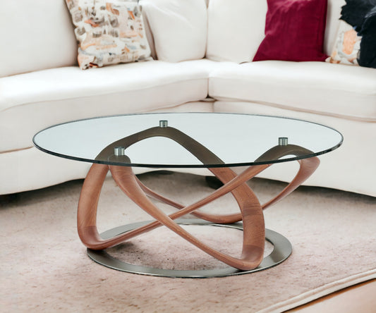 VALLEY 39" GLASS ROUND COFFEE TABLE - Varnish & Vibe