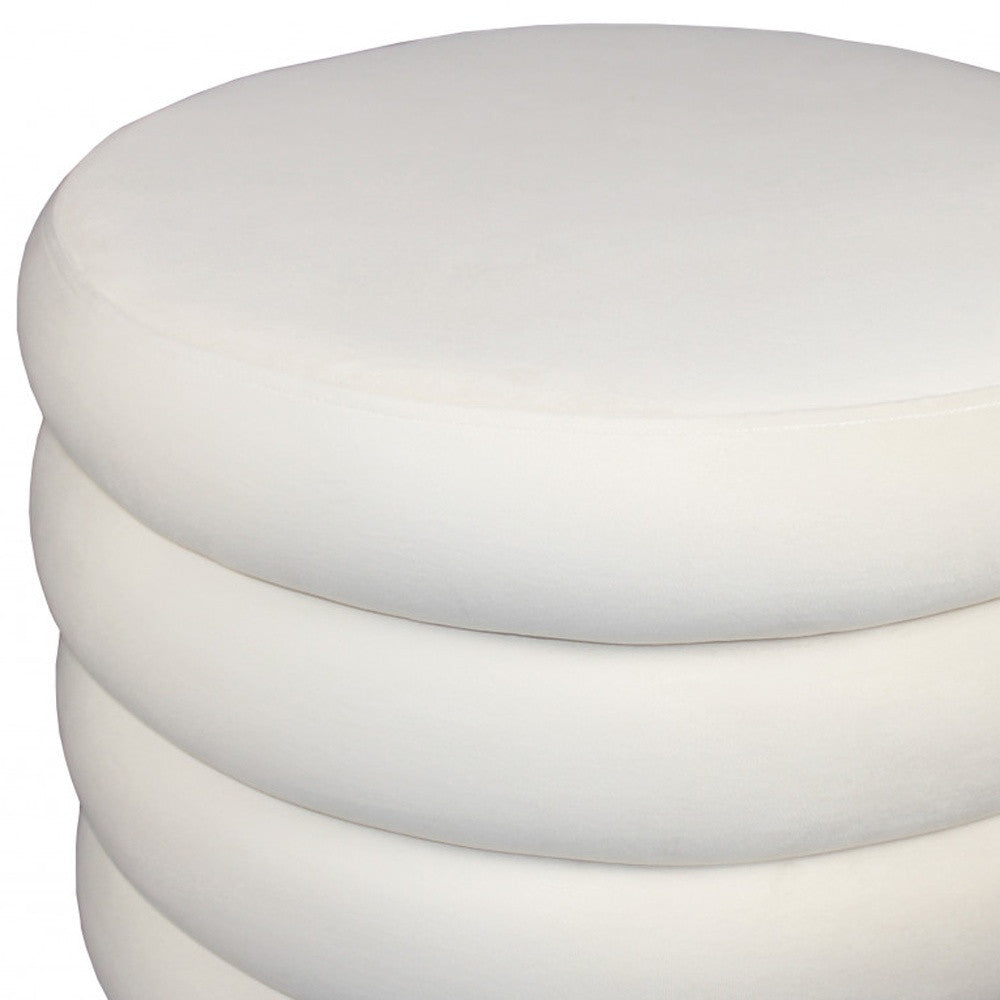 21" WHITE VELVET TUFTED ROUND COCKTAIL OTTOMAN - Varnish & Vibe