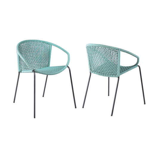 LAKEVIEW SET OF TWO GREEN OUTDOOR DINING CHAIRS