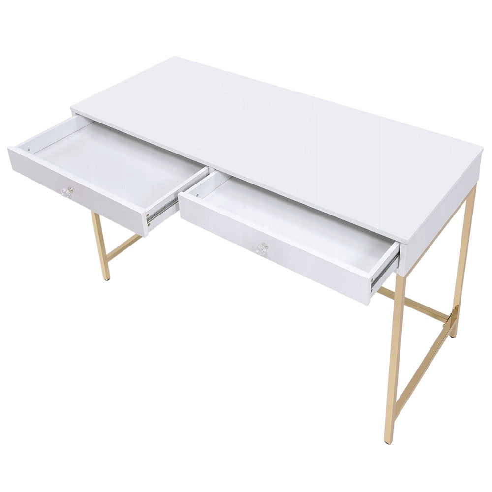 47" WHITE AND GOLD VANITY WITH DRAWERS