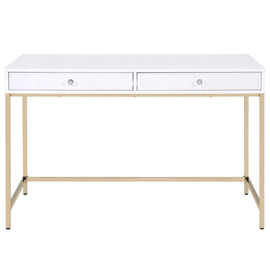 47" WHITE AND GOLD VANITY WITH DRAWERS
