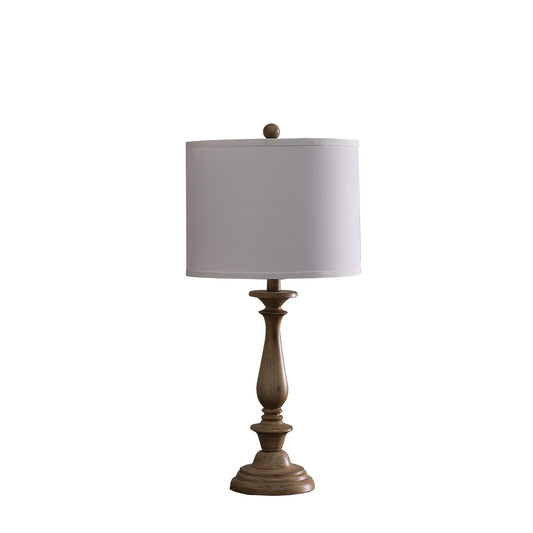 CALABASAS 28" RUSTIC TAUPE CREAM CANDLESTICK TABLE LAMP WITH WHITE SHADE - Varnish & Vibe