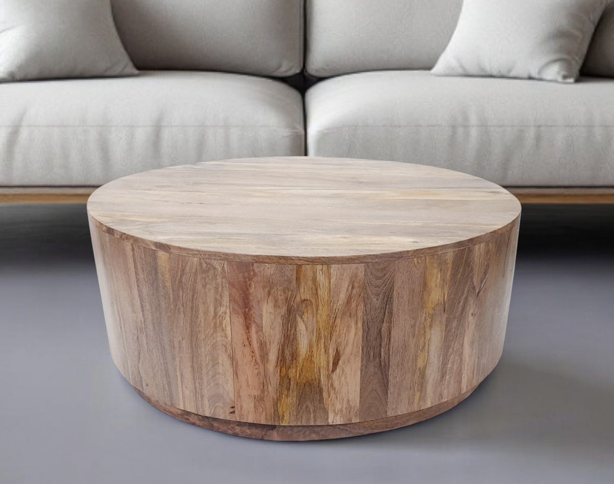 REDONDO NATURAL SOLID WOOD ROUND COFFEE TABLE