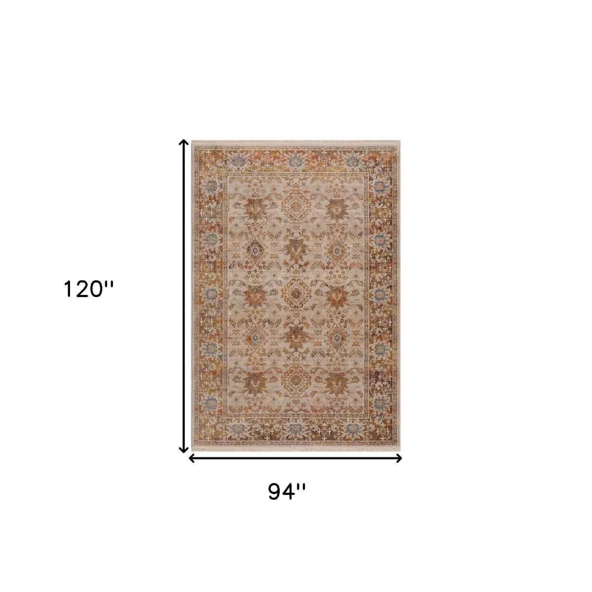 CALABASAS 8' X 10' IVORY ORIENTAL AREA RUG - Varnish & Vibe