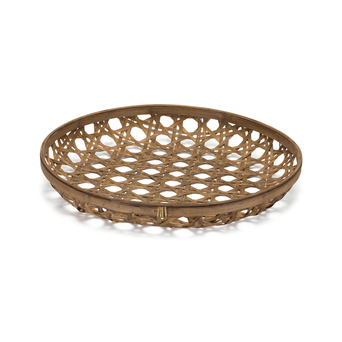 22" BROWN ROUND BAMBOO VANITY TRAY - Varnish & Vibe