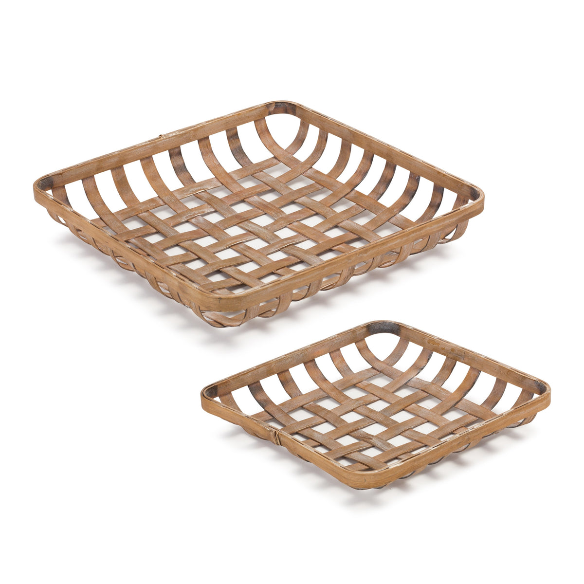 SET OF TWO BROWN SQUARE BAMBOO VANITY TRAY - Varnish & Vibe