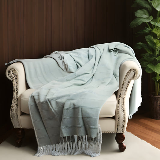 LAKEVIEW GREEN ORGANIC COTTON THROW BLANKET