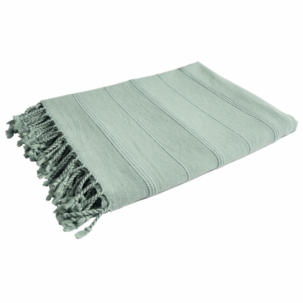 LAKEVIEW GREEN ORGANIC COTTON THROW BLANKET