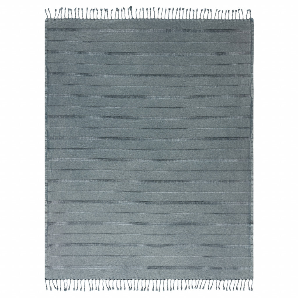 LAKEVIEW MOONLIGHT BLUE ORGANIC COTTON THROW BLANKET