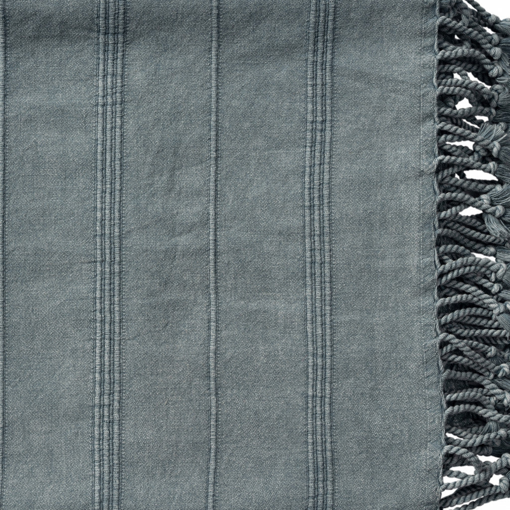 LAKEVIEW MOONLIGHT BLUE ORGANIC COTTON THROW BLANKET