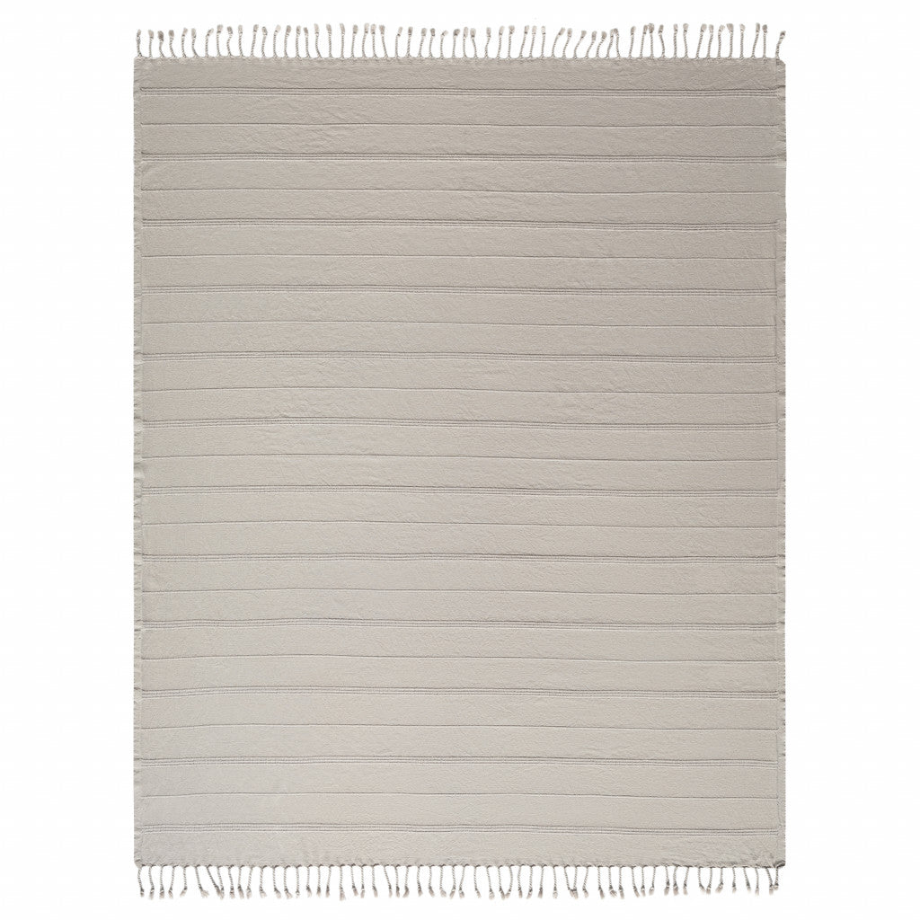 LAKEVIEW BEIGE ORGANIC COTTON THROW BLANKET