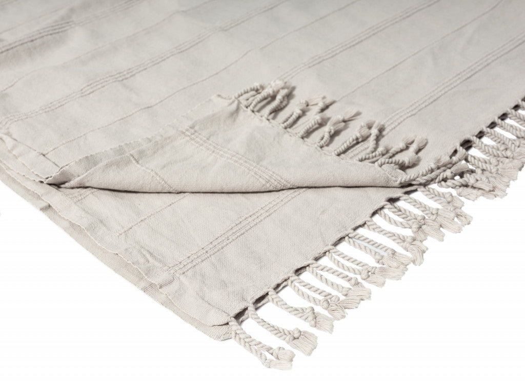 LAKEVIEW BEIGE ORGANIC COTTON THROW BLANKET