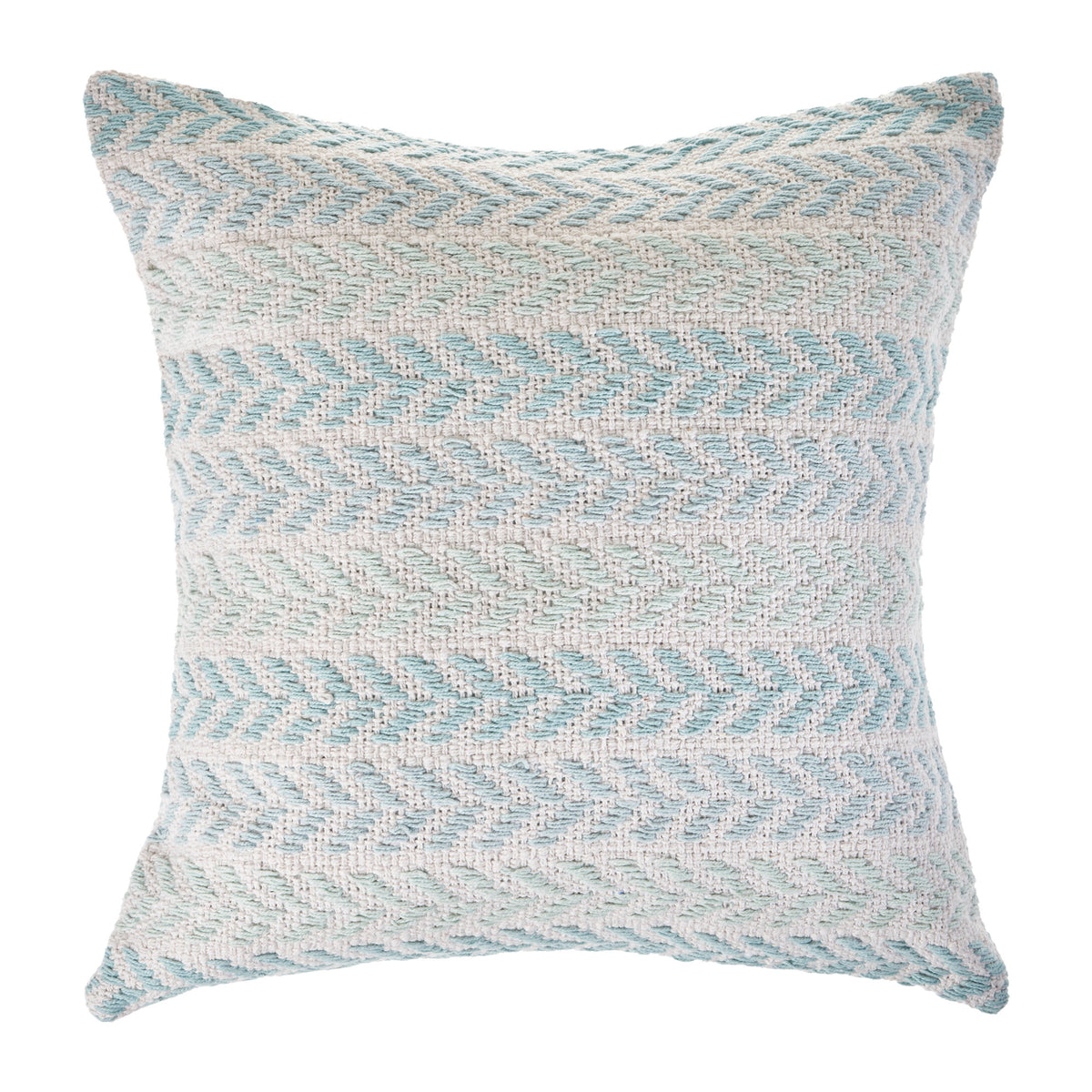 MALIBU 18" LIGHT BLUE AND WHITE CHEVRON COTTON THROW PILLOW - Varnish & Vibe