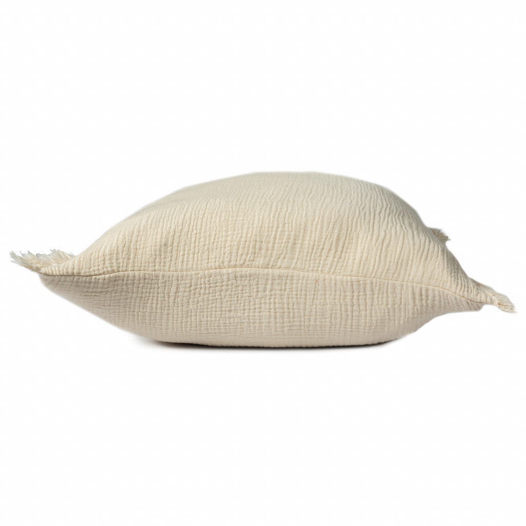 LAKEVIEW 20" BEIGE ORGANIC COTTON THROW PILLOW