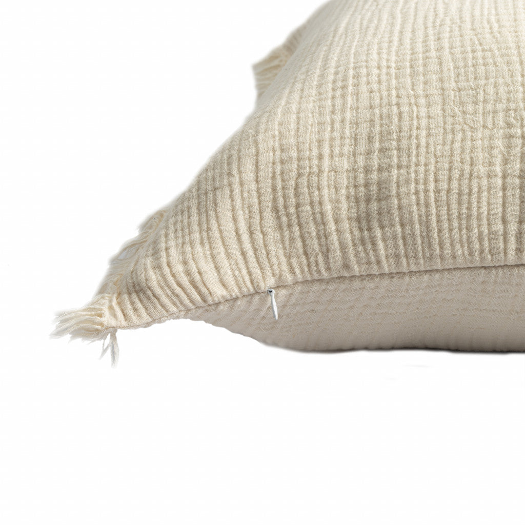 LAKEVIEW 20" BEIGE ORGANIC COTTON THROW PILLOW