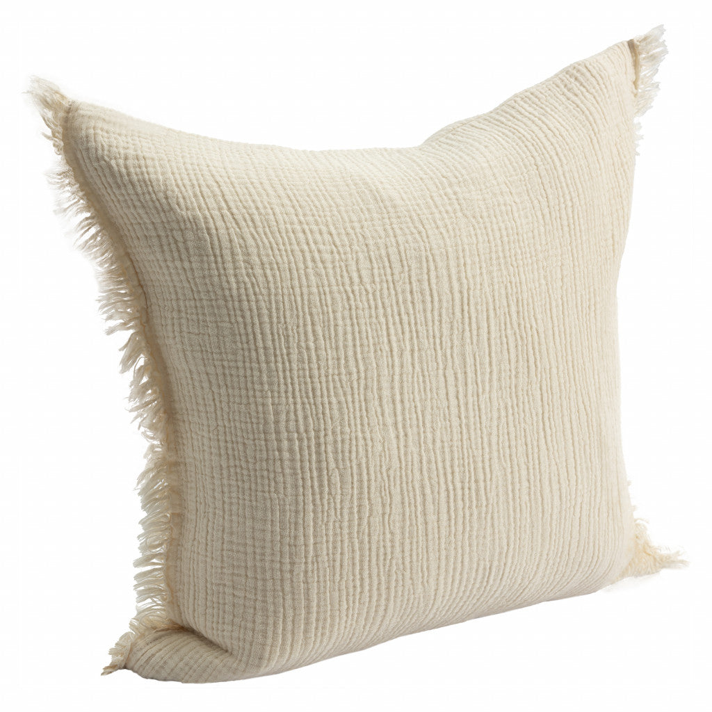 LAKEVIEW 20" BEIGE ORGANIC COTTON THROW PILLOW