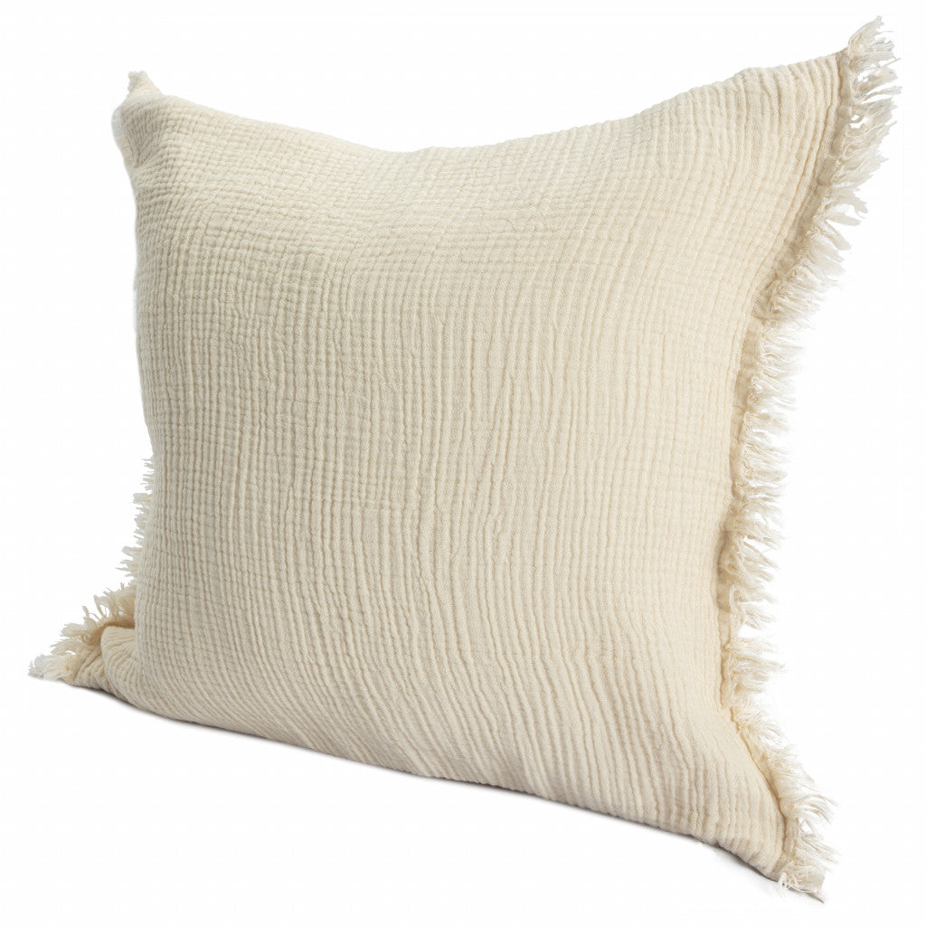 LAKEVIEW 20" BEIGE ORGANIC COTTON THROW PILLOW