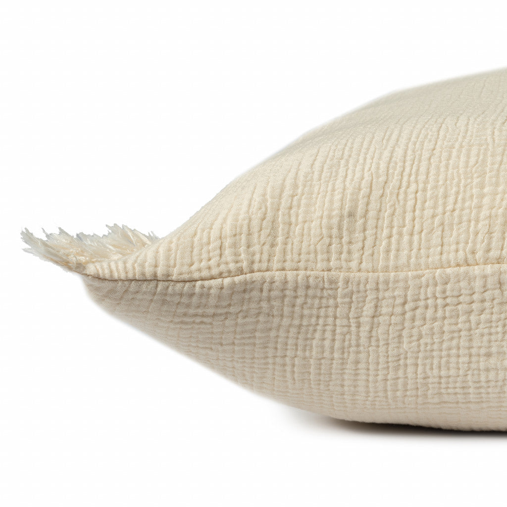 LAKEVIEW 20" BEIGE ORGANIC COTTON THROW PILLOW