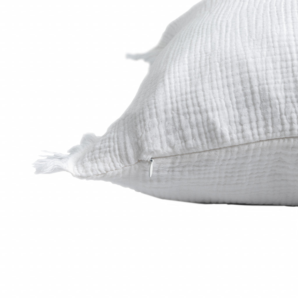 LAKEVIEW 20" WHITE ORGANIC COTTON THROW PILLOW