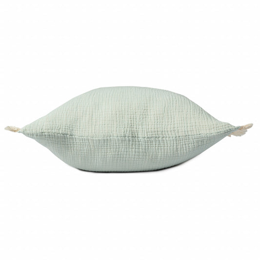 LAKEVIEW 20" AQUA BLUE ORGANIC COTTON THROW PILLOW