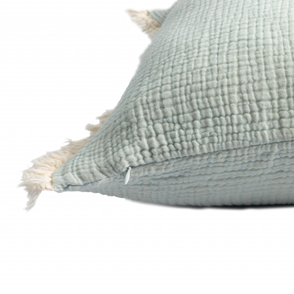 LAKEVIEW 20" AQUA BLUE ORGANIC COTTON THROW PILLOW