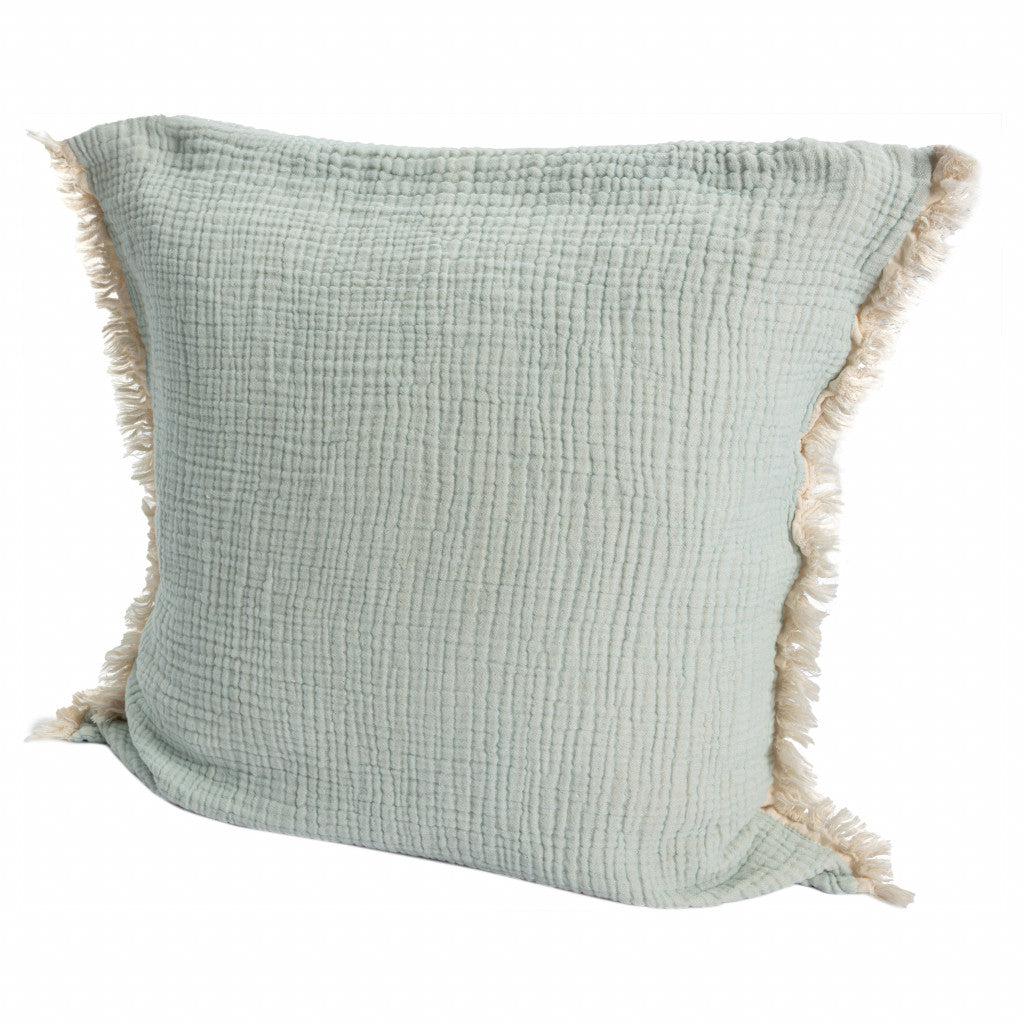 LAKEVIEW 20" AQUA BLUE ORGANIC COTTON THROW PILLOW