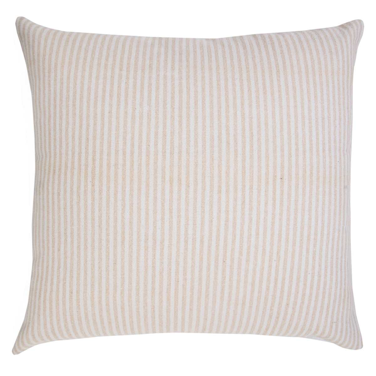 MALIBU 20" X 20" BEIGE AND WHITE 100% COTTON STRIPED ZIPPERED PILLOW - Varnish & Vibe