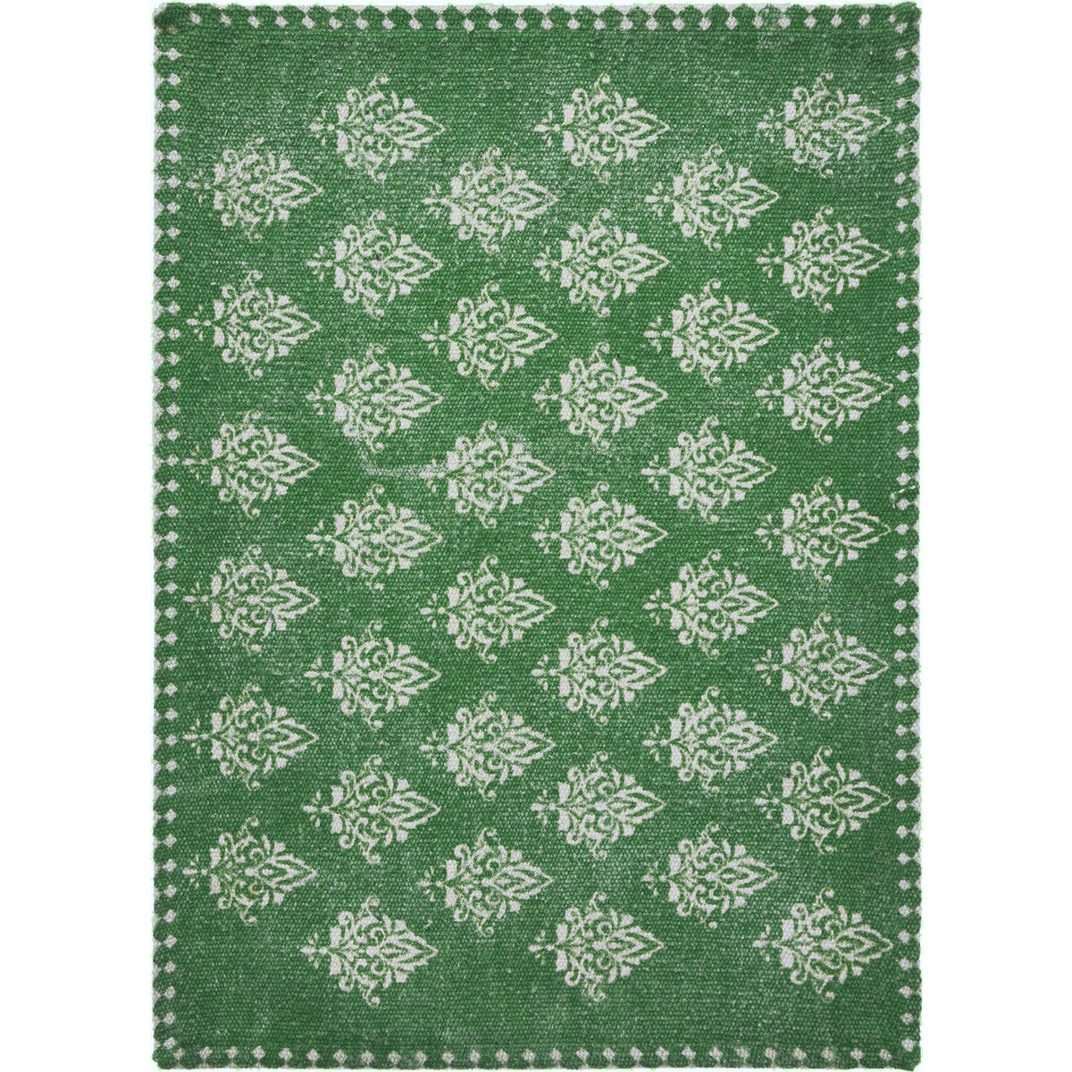 19" SET OF FOUR GREEN AND CREAM GEOMETRIC MEDALLION COTTON PLACEMATS - Varnish & Vibe