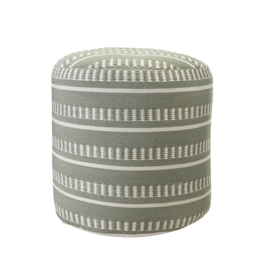 LAKEVIEW 20" GREEN STRIPED OUTDOOR POUF OTTOMAN