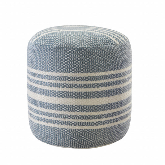 LAKEVIEW 20" BLUE STRIPED OUTDOOR POUF OTTOMAN