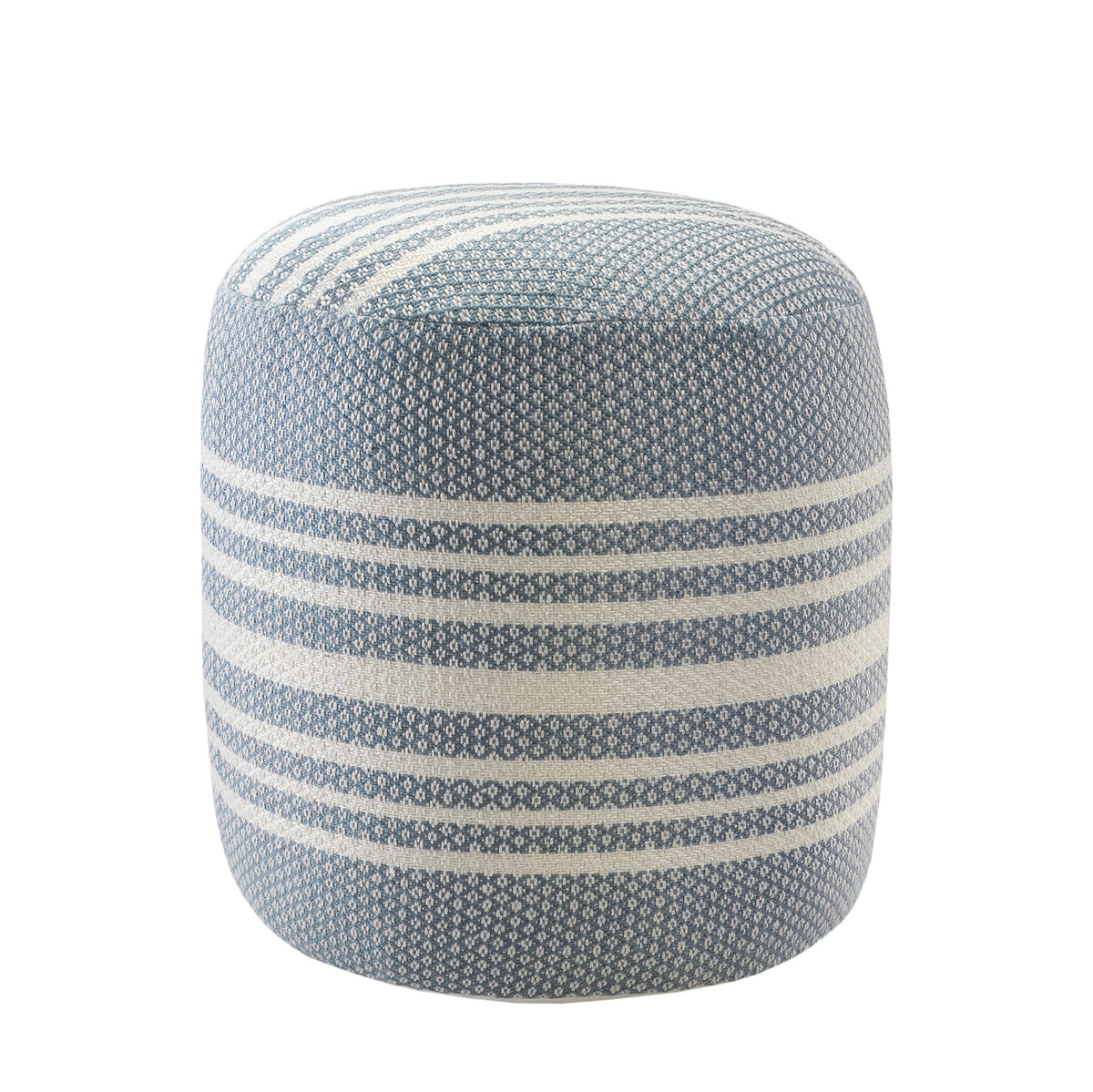 LAKEVIEW 20" BLUE STRIPED OUTDOOR POUF OTTOMAN