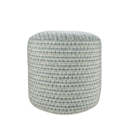 LAKEVIEW 20" BLUE GEOMETRIC OUTDOOR POUF OTTOMAN